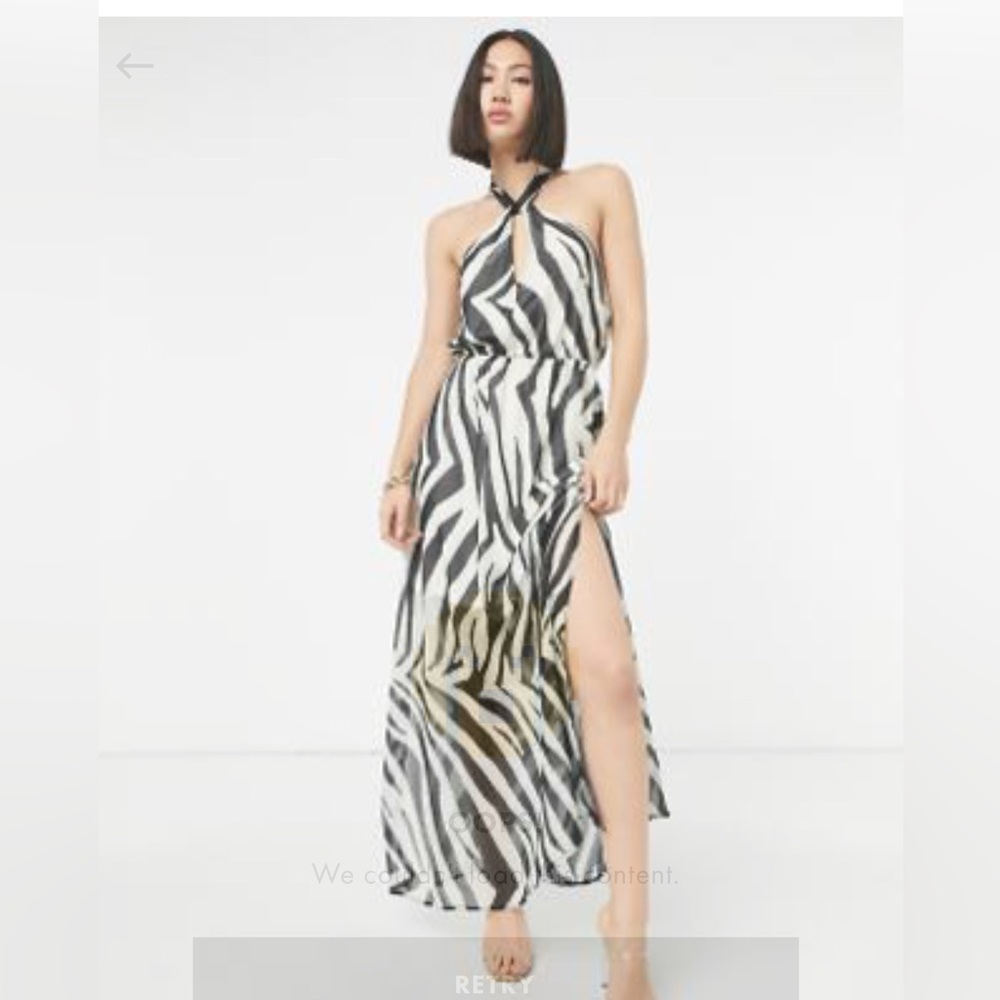 Zebra Print Halter Maxi Dress
